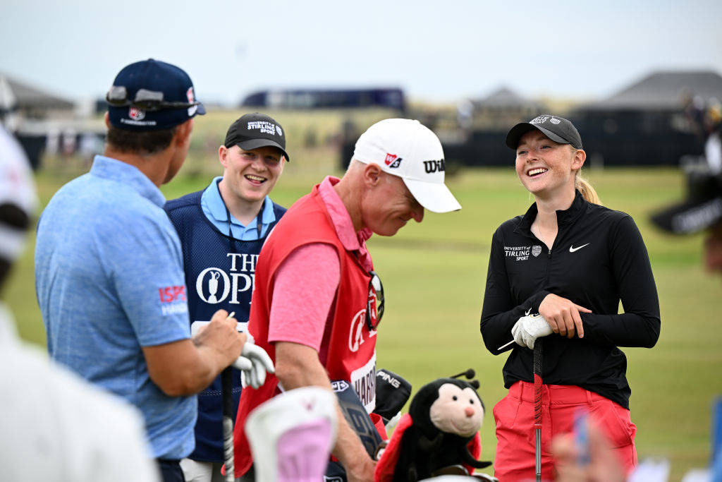 Louise Duncan shares a joke with two-time Open Champion Padraig Harrington